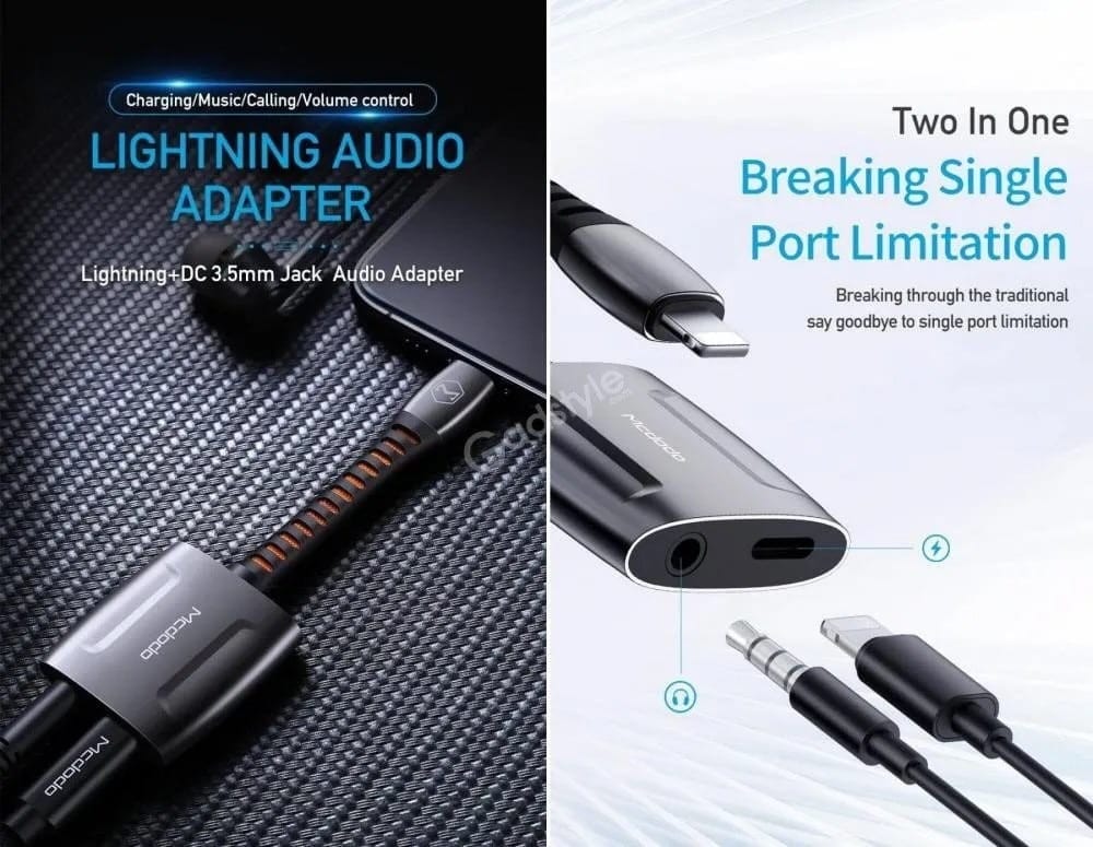 Mcdodo Lightning To 3.5mm Jack And Charging Converter Splitter