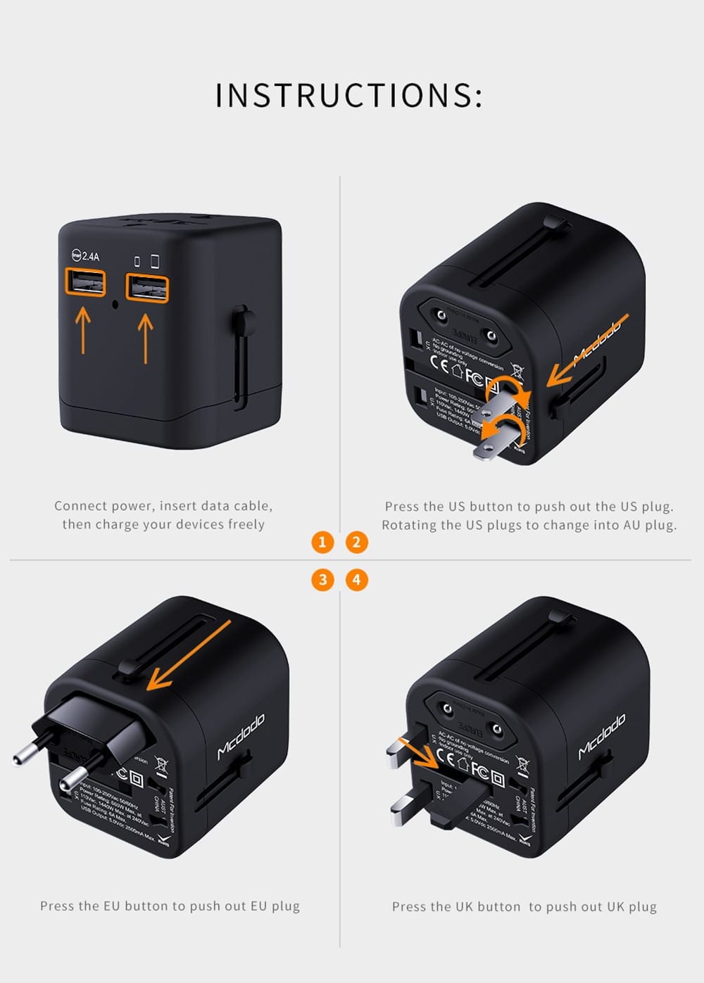 Mcdodo CP-4380 Travel Adapter Mcdodo CP-4380 Travel Adapter