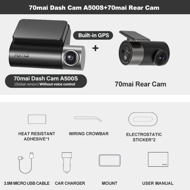 Xiaomi 70mai A500s Dash Cam Pro Plus+ GPS Car Dash Camera