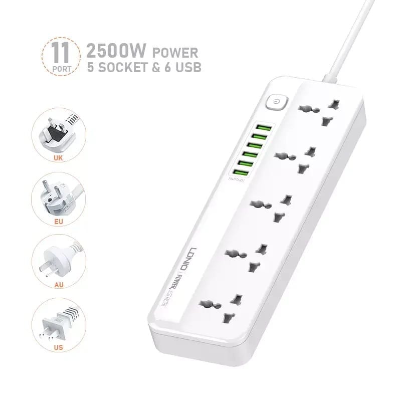 LDNIO SC5614 Power Strip 5 AC Outlets and 6 USB Charging Ports