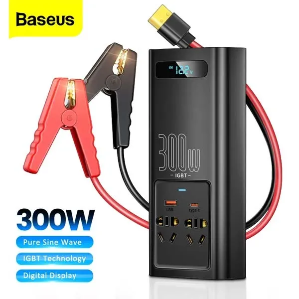 Baseus Car Power Inverter 300W DC 12V/24V To AC 220V USB Type C Charger Baseus Car Power Inverter 300W DC 12V/24V To AC 220V USB Type C Charger