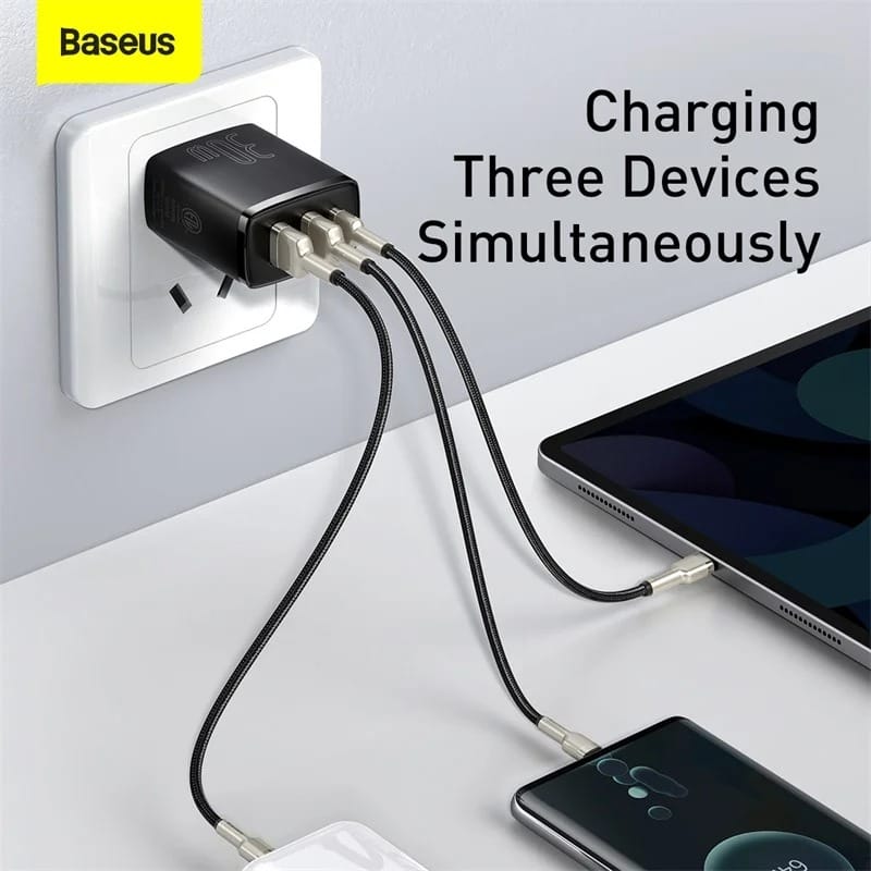 Baseus 30W Compact Fast Charger 2USB+Type-C Wall Charger