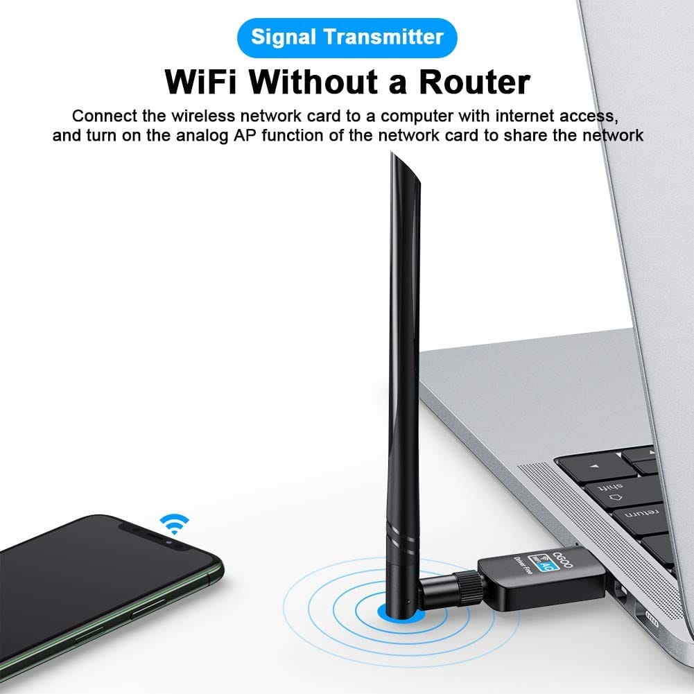 UGREEN WiFi Adapter AC650Mbps 6dBi Antenna WiFi USB for Laptop Computer (90339)