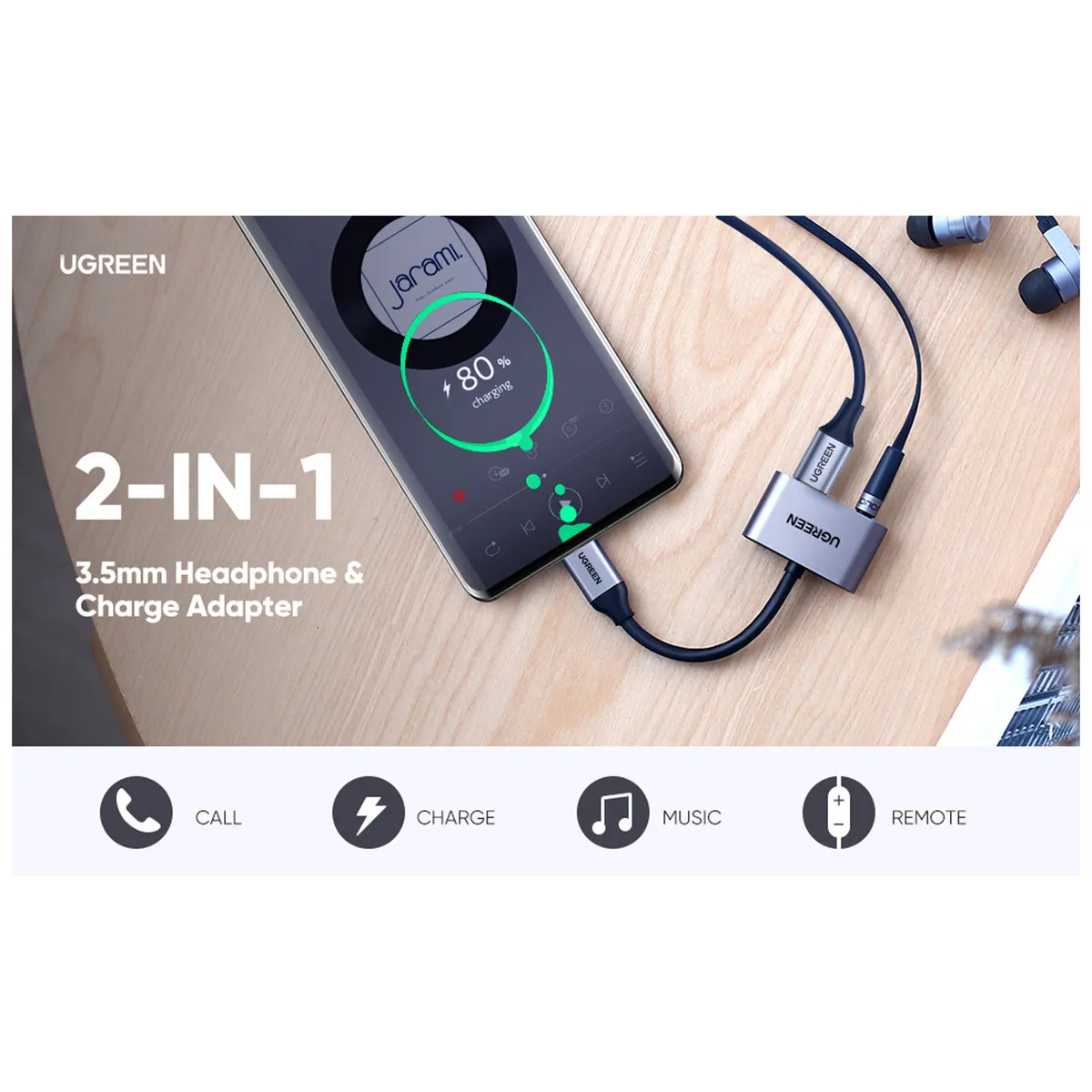 UGREEN 2 in 1 USB C to 3.5mm with USB-C Charging Port