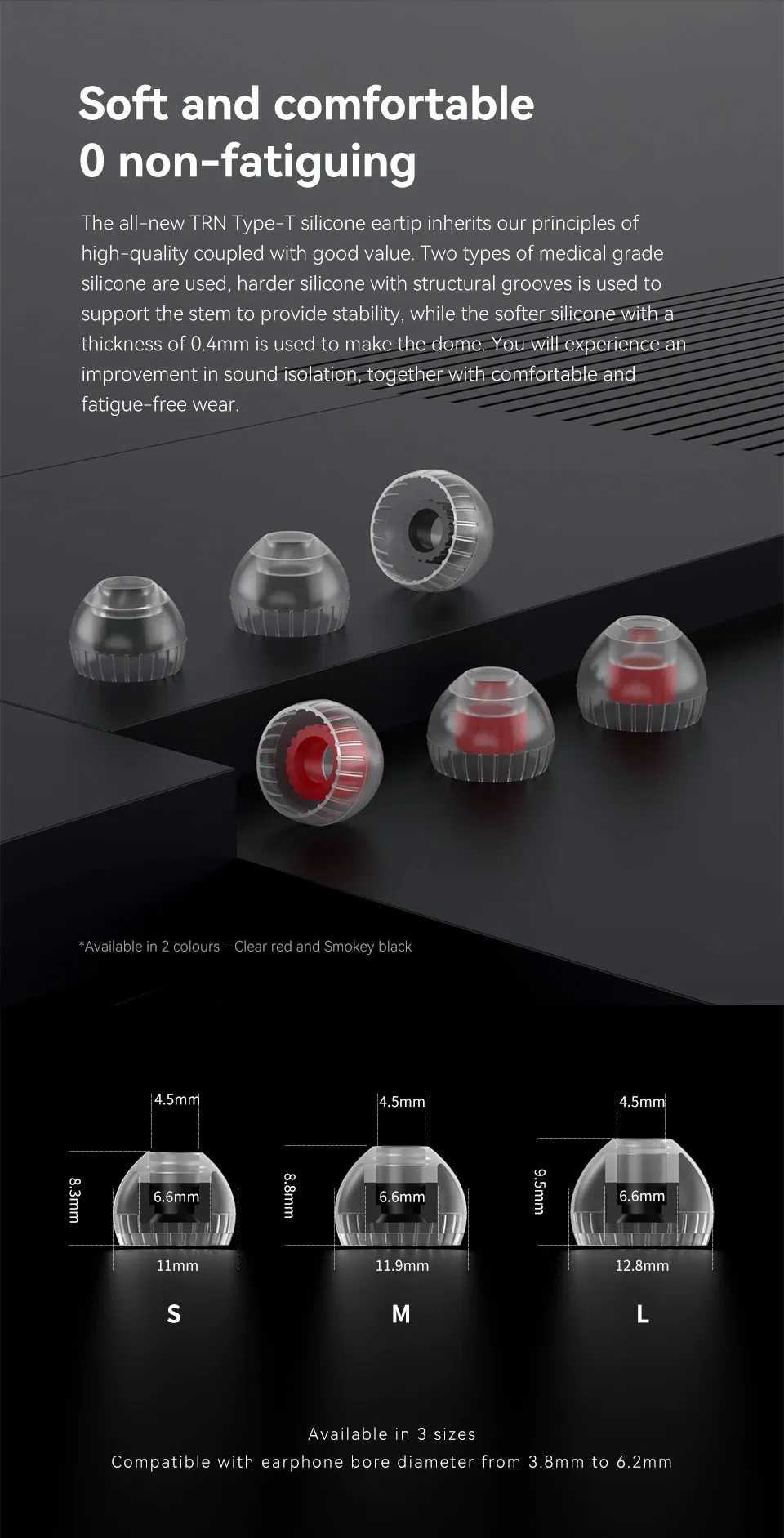 TRN T Silicone Noise Isolating Eartips