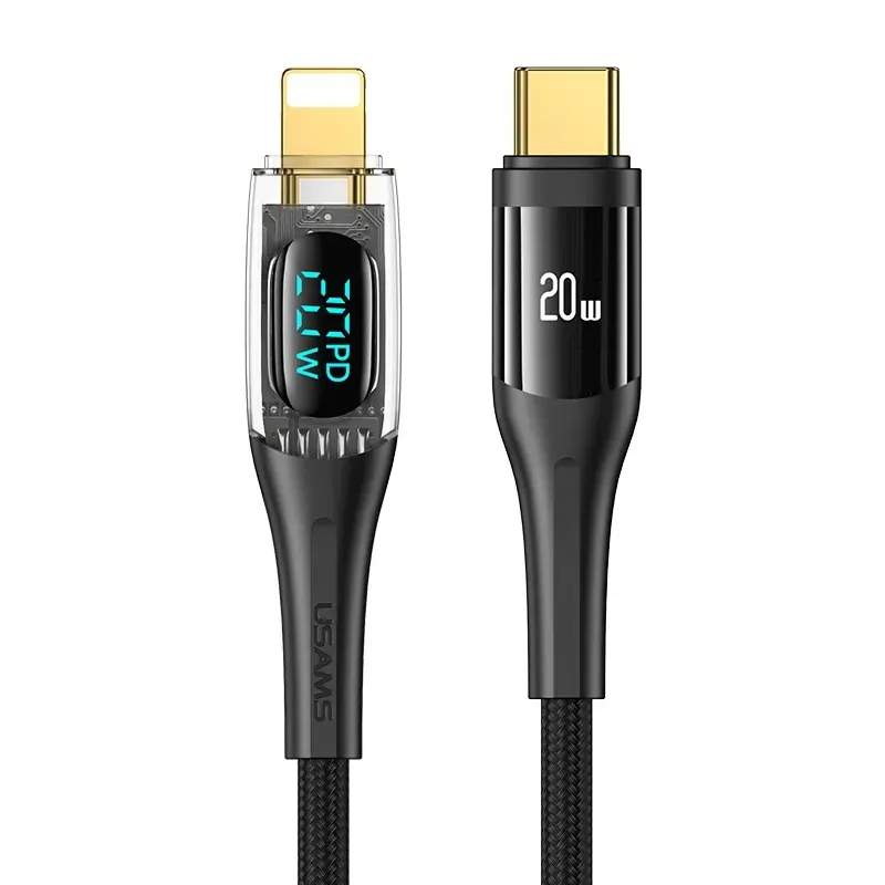USAMS SJ589 Type-C To Lightning 20W Transparent Digital Display Cable (2 Meter) USAMS SJ589 Type-C To Lightning 20W Transparent Digital Display Cable (2 Meter)