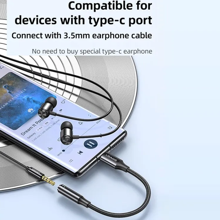 Usams US-SJ599 AU16 Type-C to 3.5DC Audio Dongle (DAC Support)