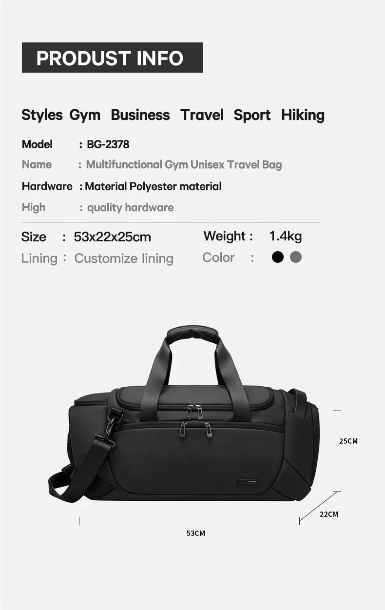 BANGE BG 2575 Anti Theft Backpack Waterproof Travel Bag