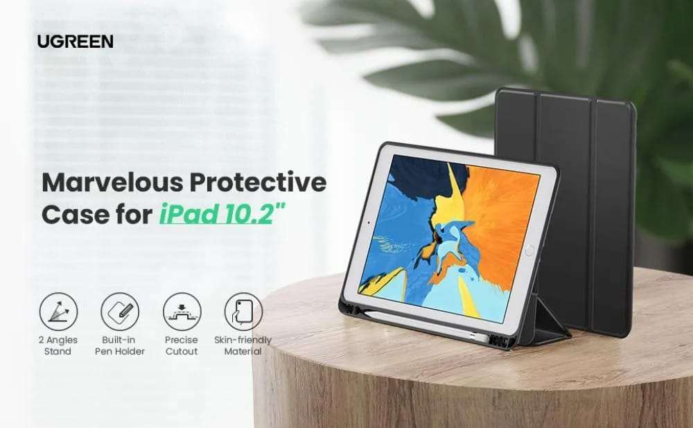 UGREEN LP347 Trifold Stand Protective Case with Pencil Slot for iPad 10.2 Inch (2019 / 2020 / 2021 / 2022)