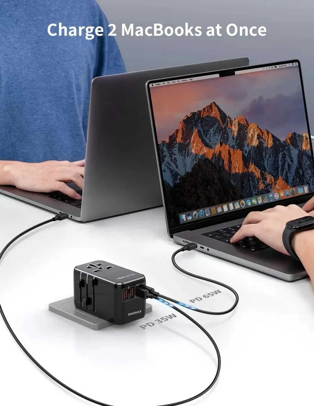 Momax 1-World UA10 100W GaN 4 ports + AC Travel Adapter