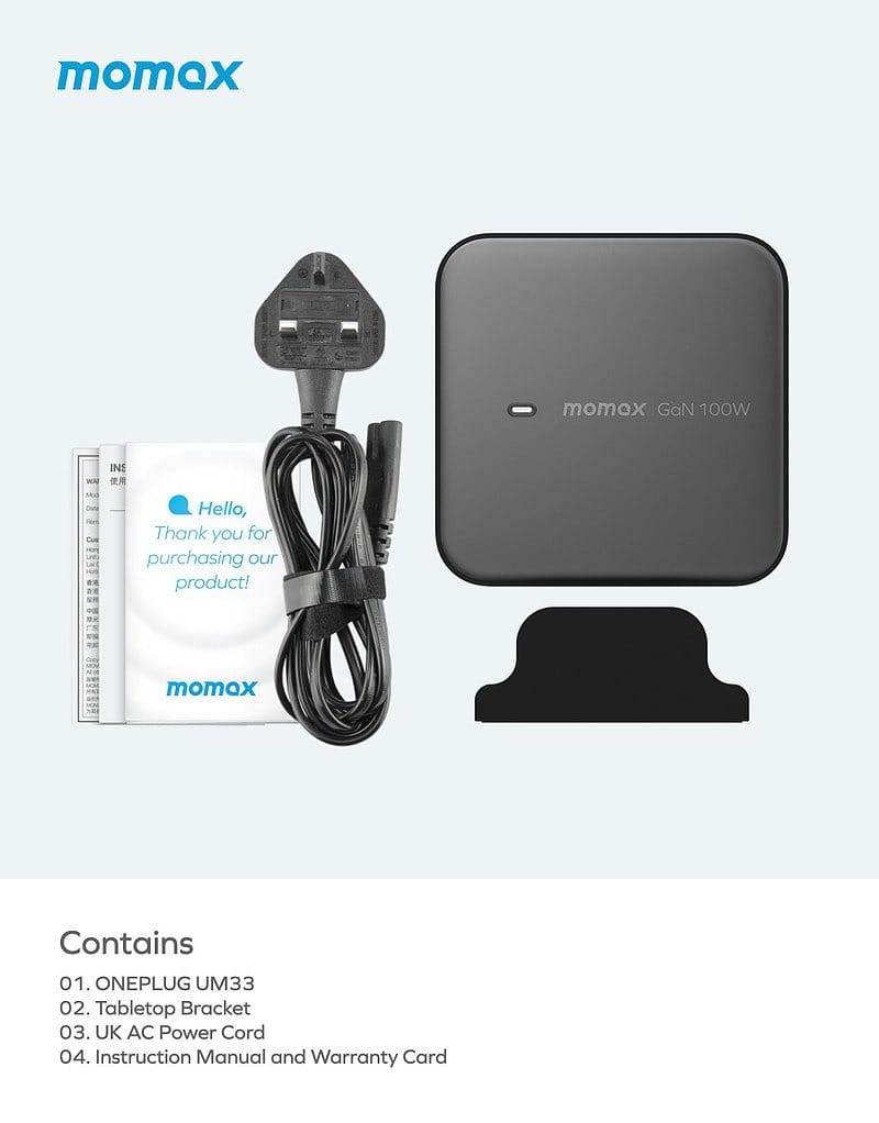 Momax UM33 ONEPLUG 100W 4-Port GaN Desktop Charger
