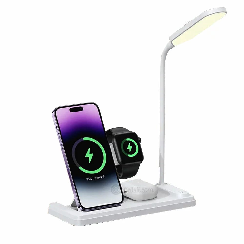 USAMS US-CD195 15W 4 IN 1 Wireless Charging Holder With Table Lamp USAMS US-CD195 15W 4 IN 1 Wireless Charging Holder With Table Lamp