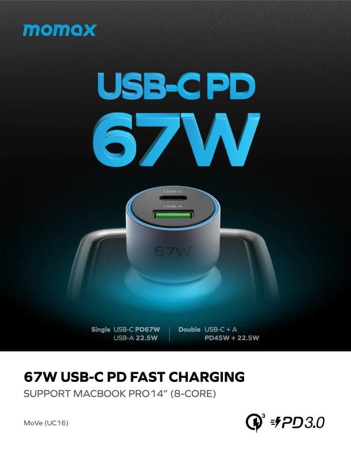 Momax MoVe 67W Dual Port Car Charger (UC16)