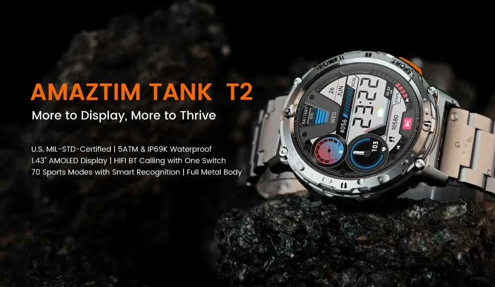 Kospect Tank T2 Smart Watch Special Edition (Metal Strap)