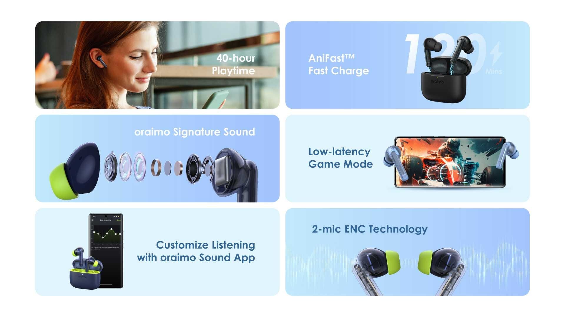 Oraimo FreePods Lite Earbuds (Apps Control)