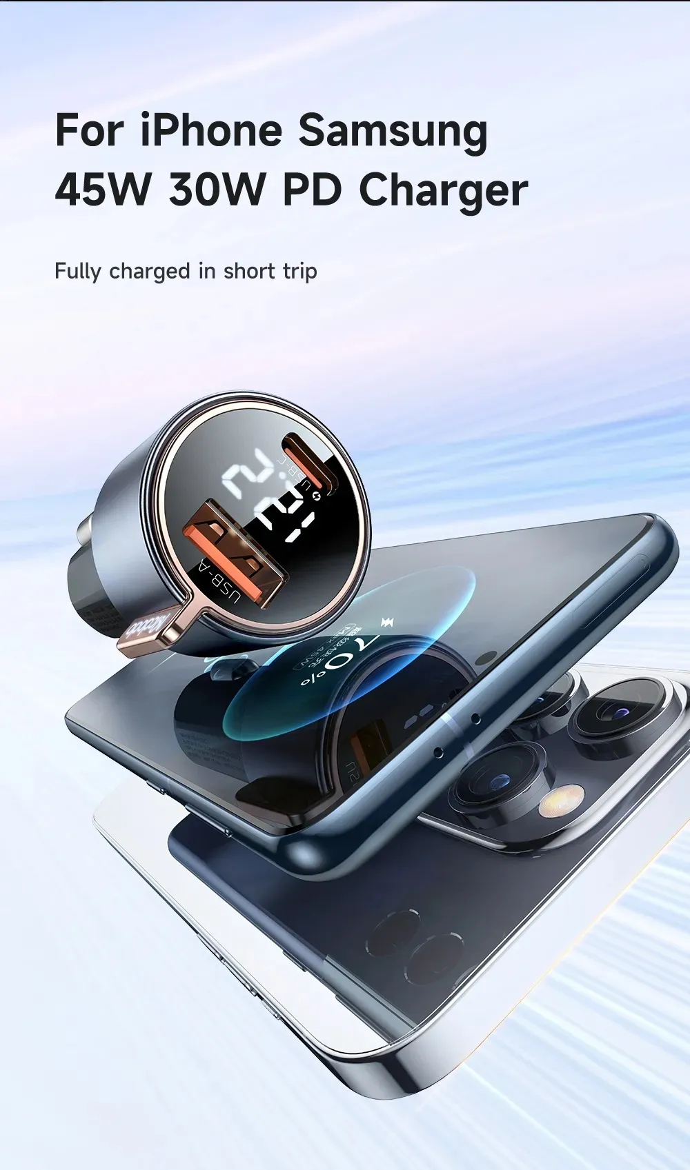 Mcdodo CC369 Digital Display USB-C + USB-A PD Car Charger