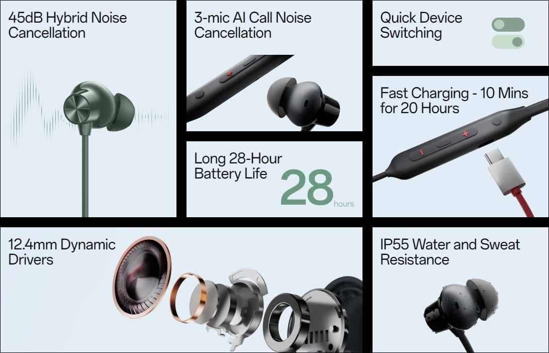 OnePlus Bullets Wireless Z2 ANC Neckband (45dB ANC)