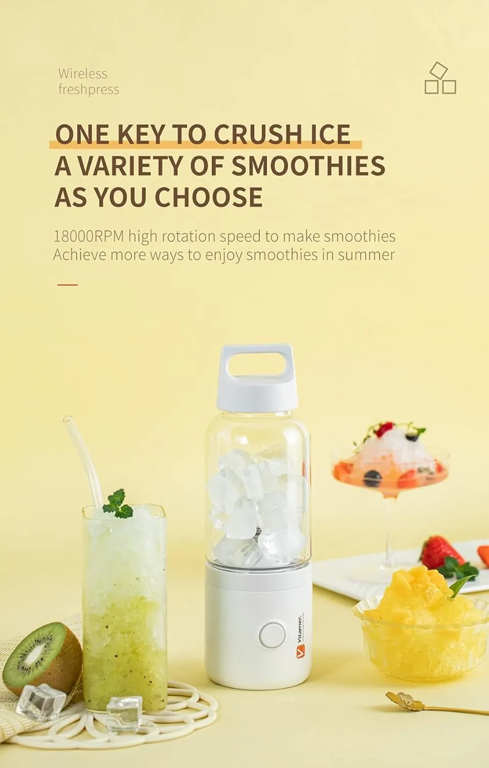 VITAMER VIT-S011 500ML Portable Juicer Cup Pro Electric Automatic Mixing