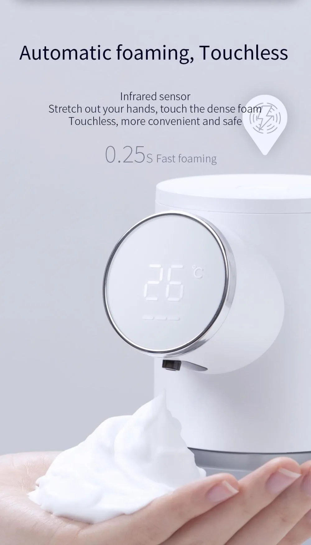 Xiaomi 320ml Automatic Soap Dispenser: USB Rechargeable with Digital Display