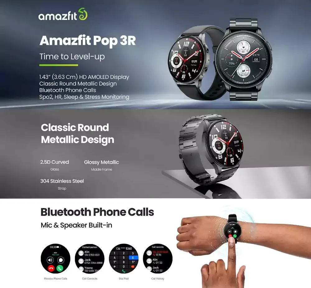 Amazfit Pop 3R Bluetooth Calling Smartwatch