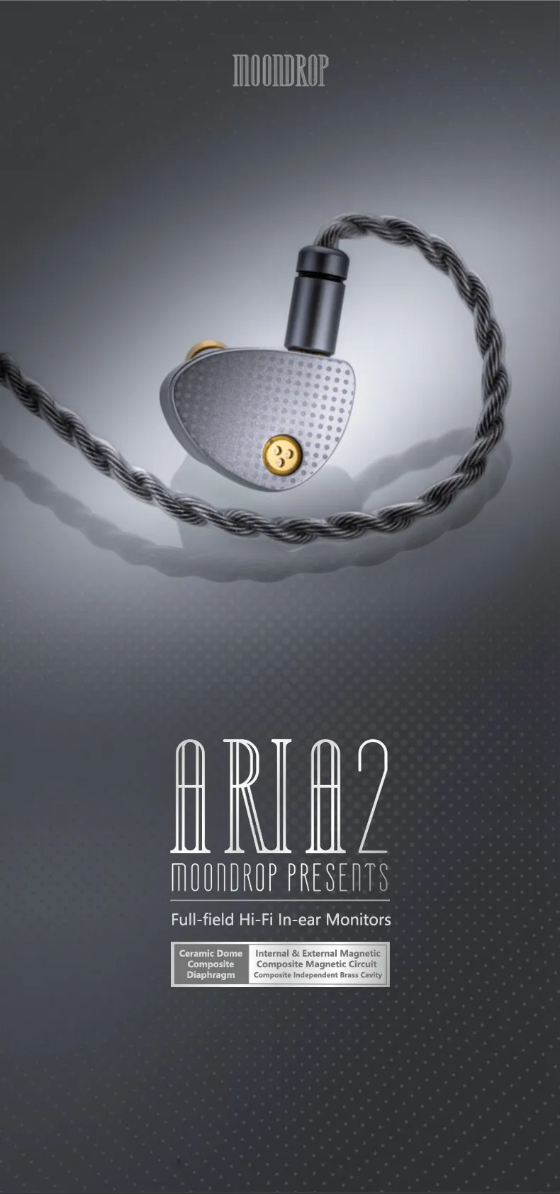 Moondrop Aria 2 Full-Field Hi-Fi Patent Dynamic Driver In-Ear Monitors