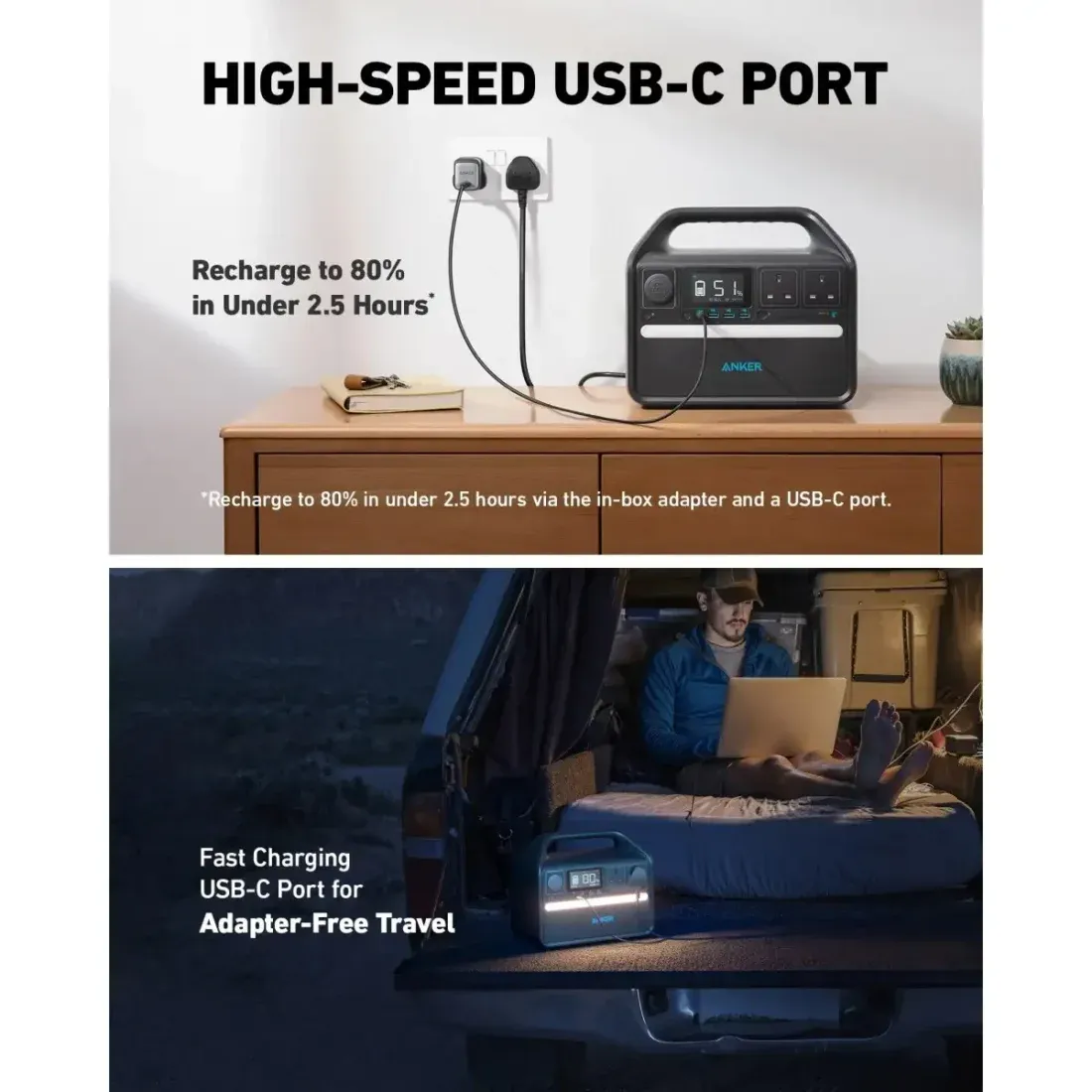 Anker 535 Portable Power Station with LiFePO4 Battery Pack