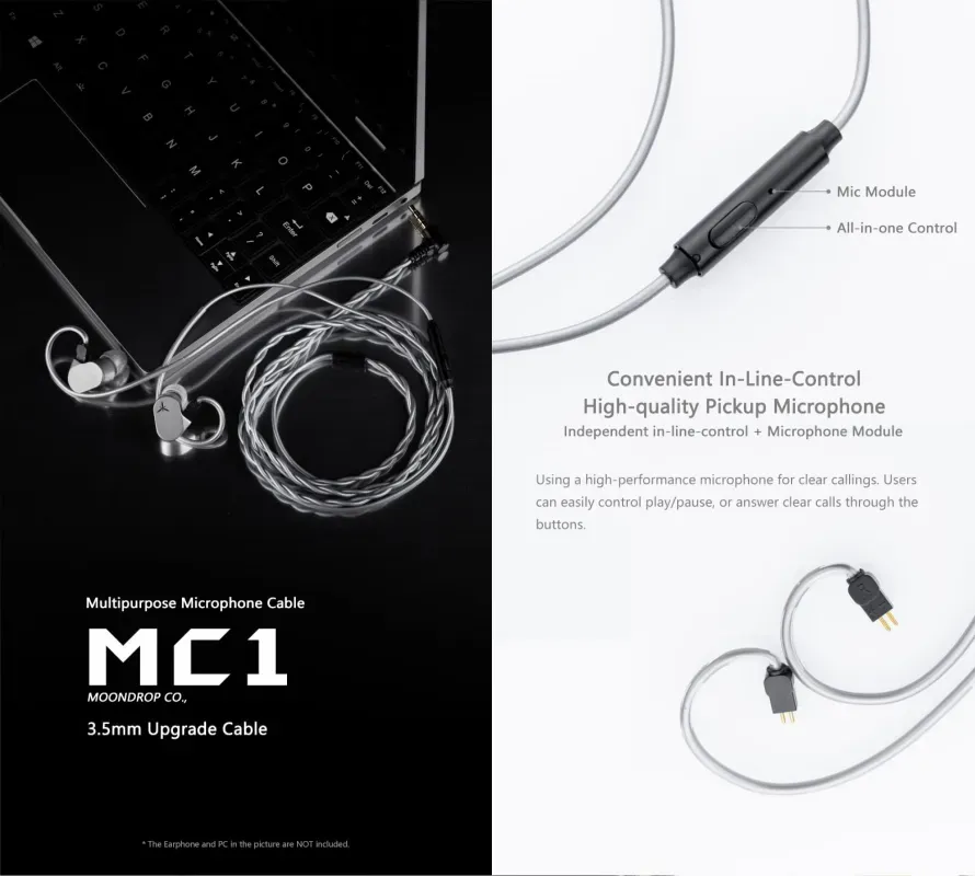 Moondrop MC1 Upgrade Earphones Cable 3.5mm – Mic