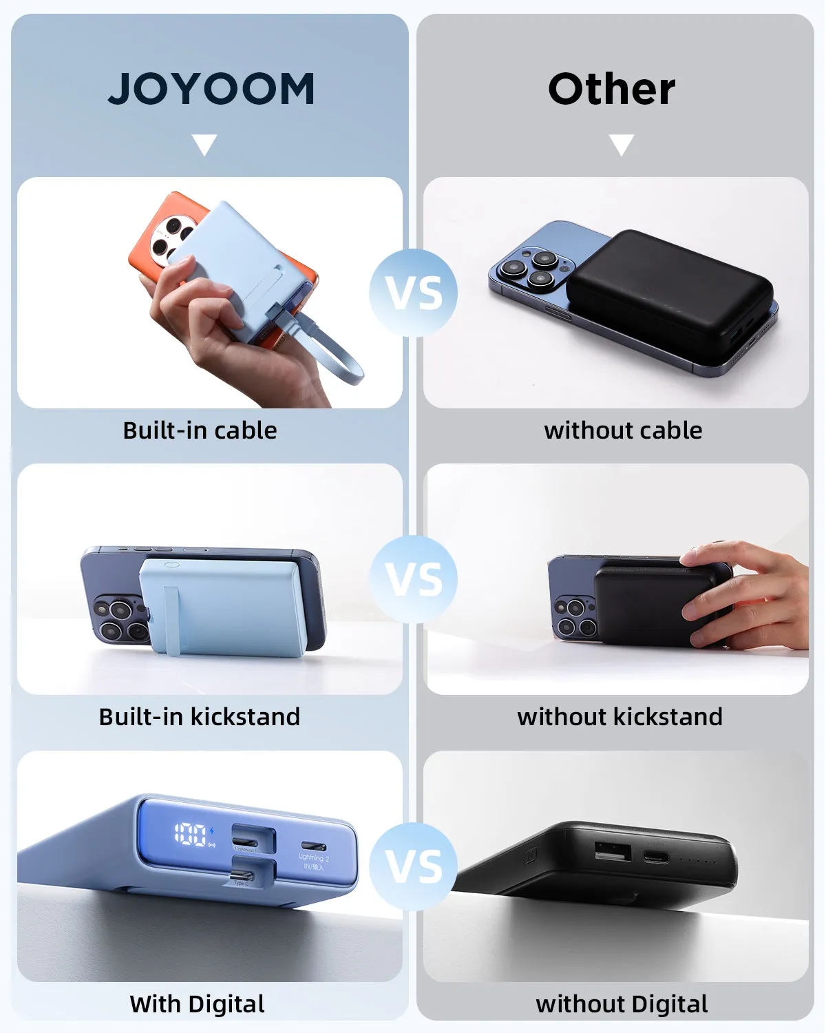 JR-PBM01 20W Magnetic Wireless Power Bank with Built-in Cable