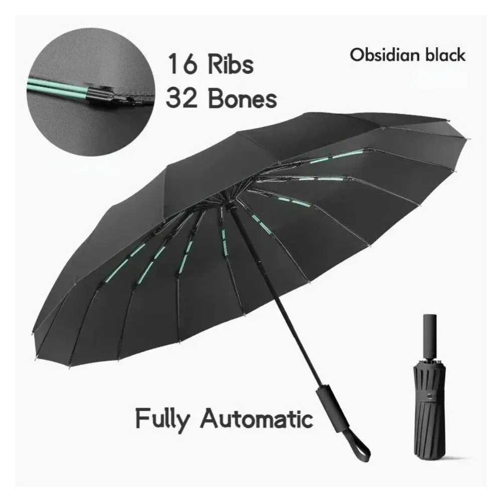Fully Automatic 16 Rib Strong Wind Resistant Folding Umbrella Fully Automatic 16 Rib Strong Wind Resistant Folding Umbrella
