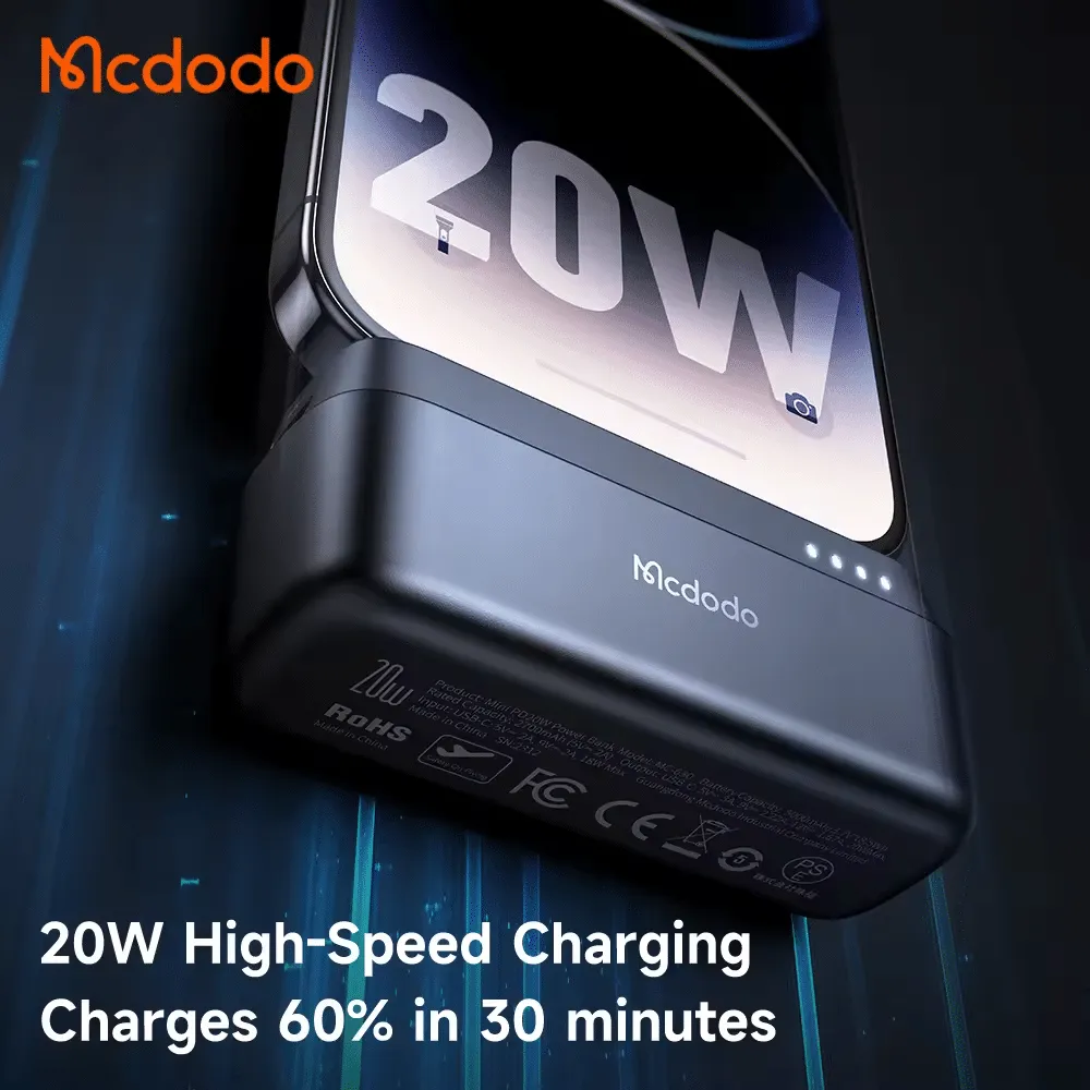 Mcdodo MC-628 20W 5000mAh Power Bank Built-in Lightning Connector
