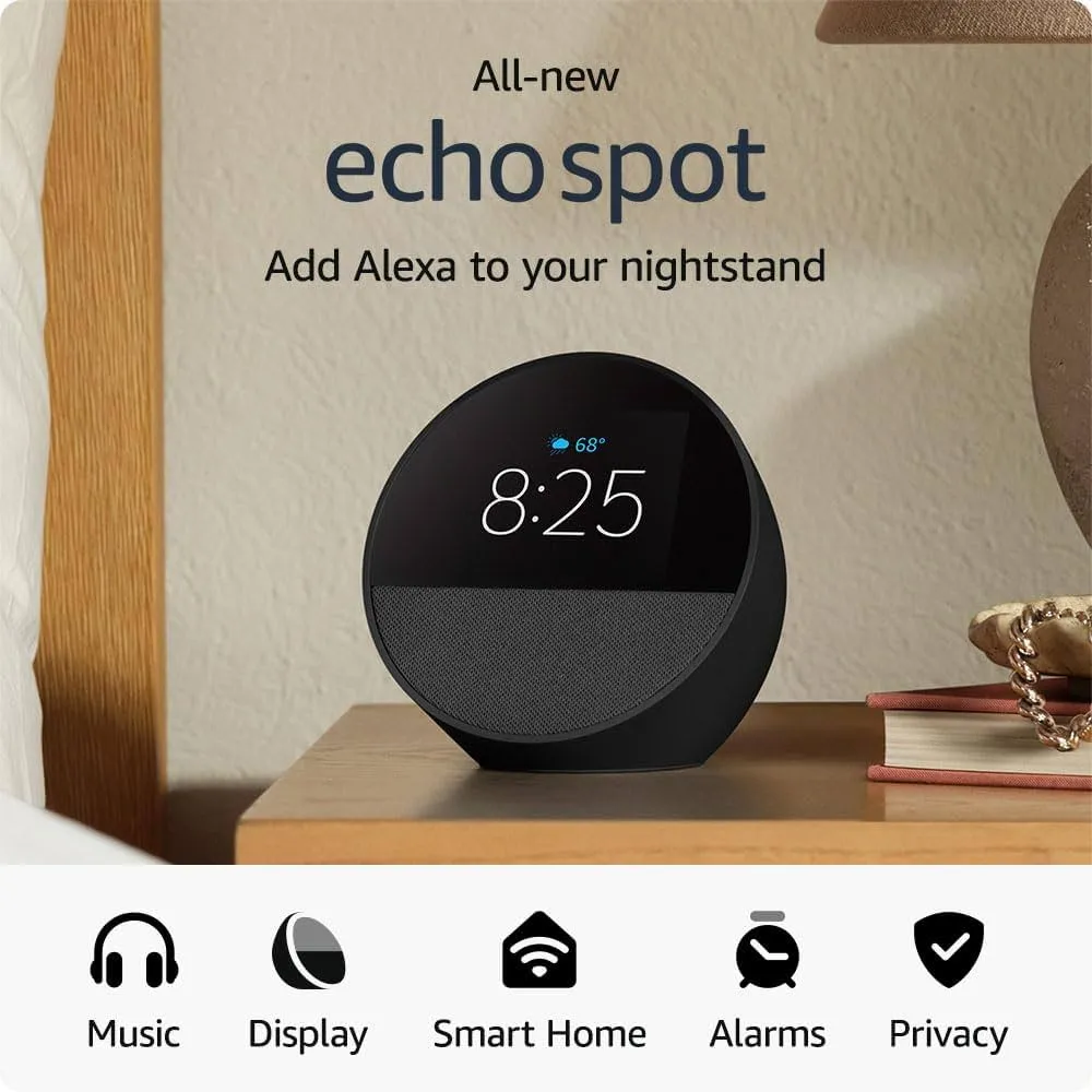 Amazon Echo Spot Smart Alarm Clock Speaker
