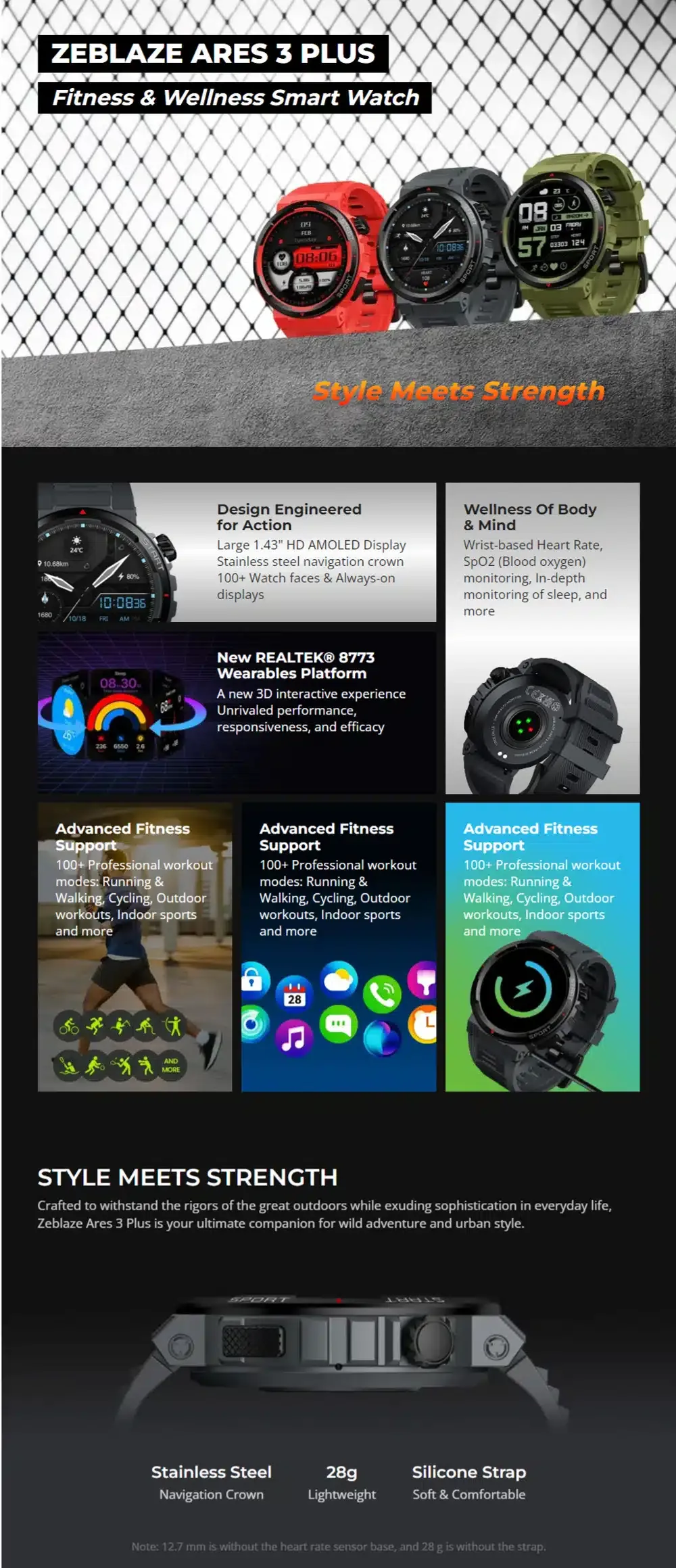 Zeblaze ARES 3 Plus Bluetooth Calling Smart Watch 