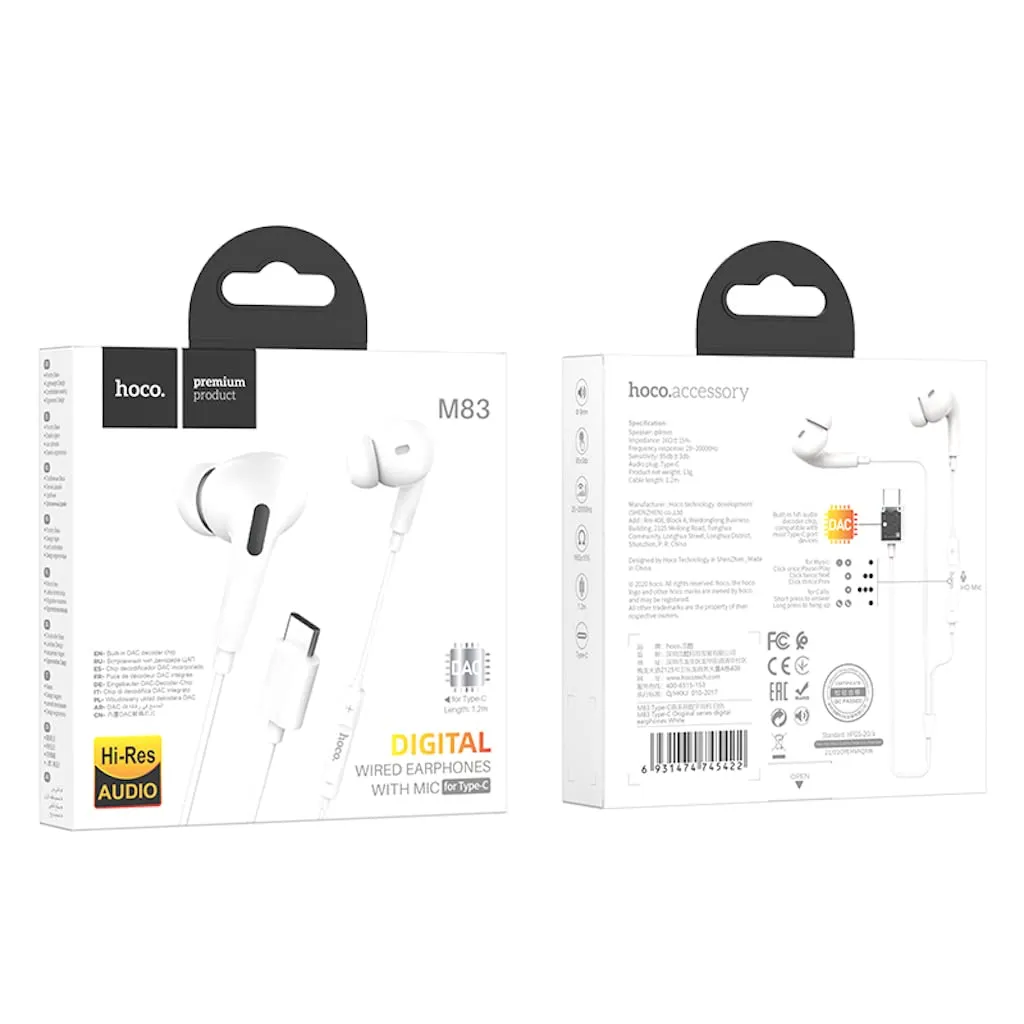 Hoco M83 Type C Earphone Dac Support