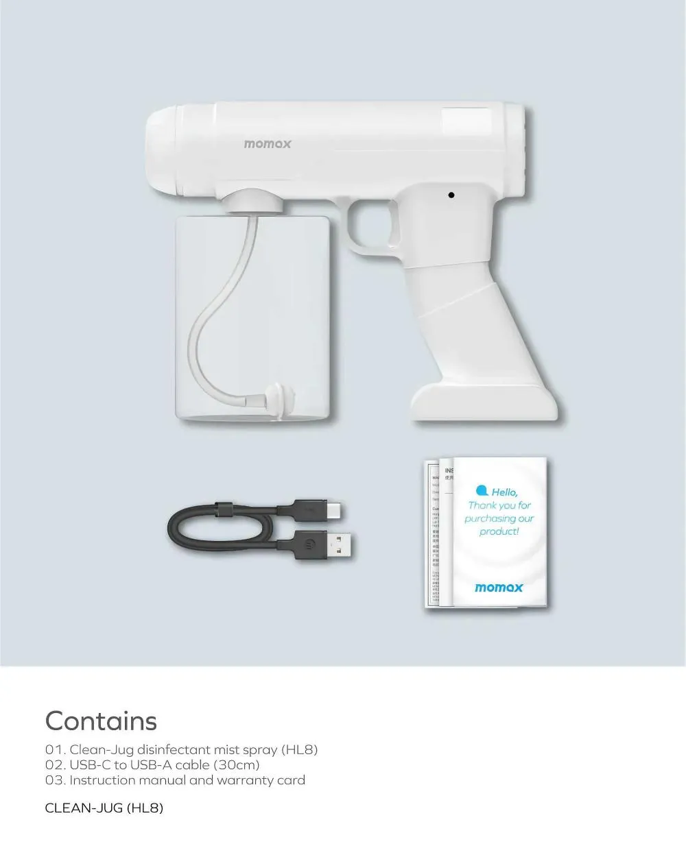 Momax HL8W Clean-Jug Disinfectant Mist Spray (2)