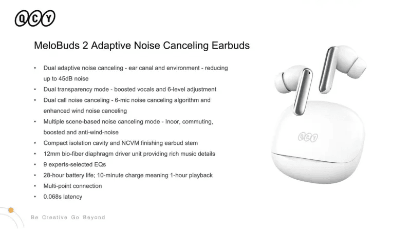 QCY MeloBuds 2 Adaptive Noise Canceling Earbuds n50