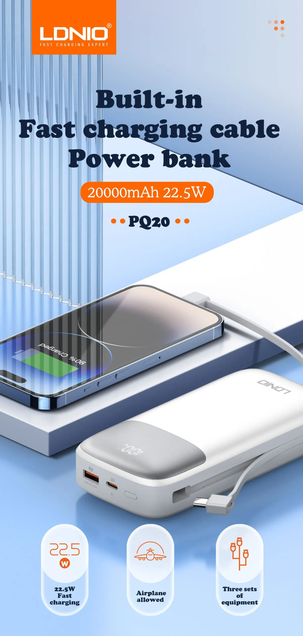 LDNIO PQ20 20000mAh 22.5W Fast Charging Power Bank