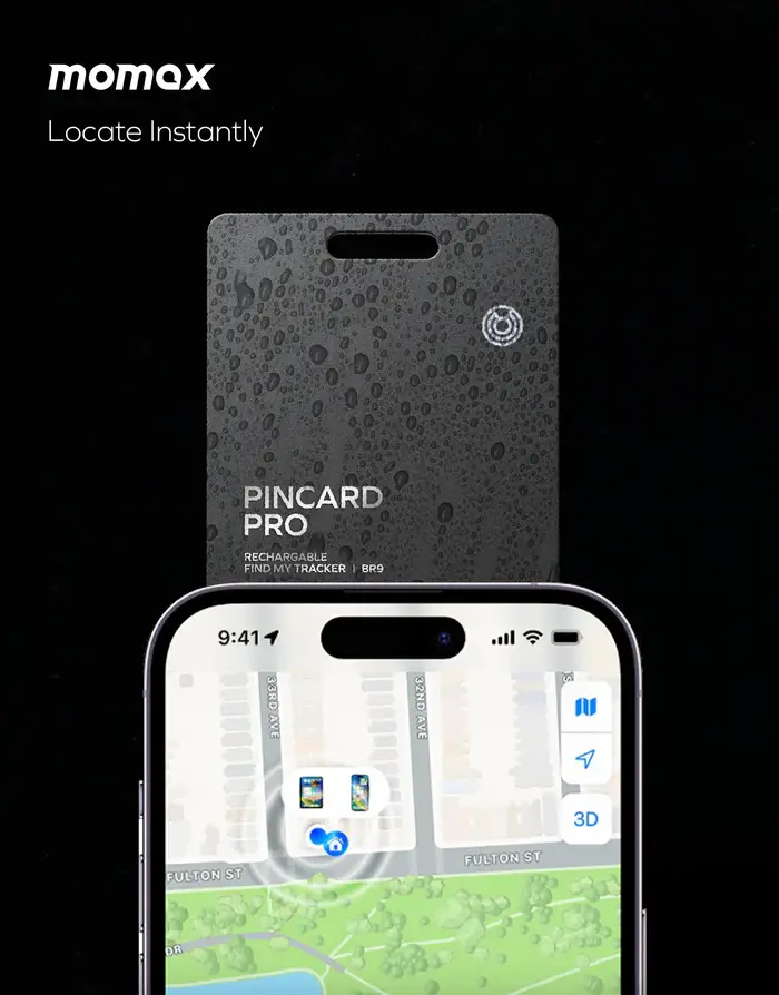 MOMAX PinCard Pro BR9 Rechargeable Find My Tracker