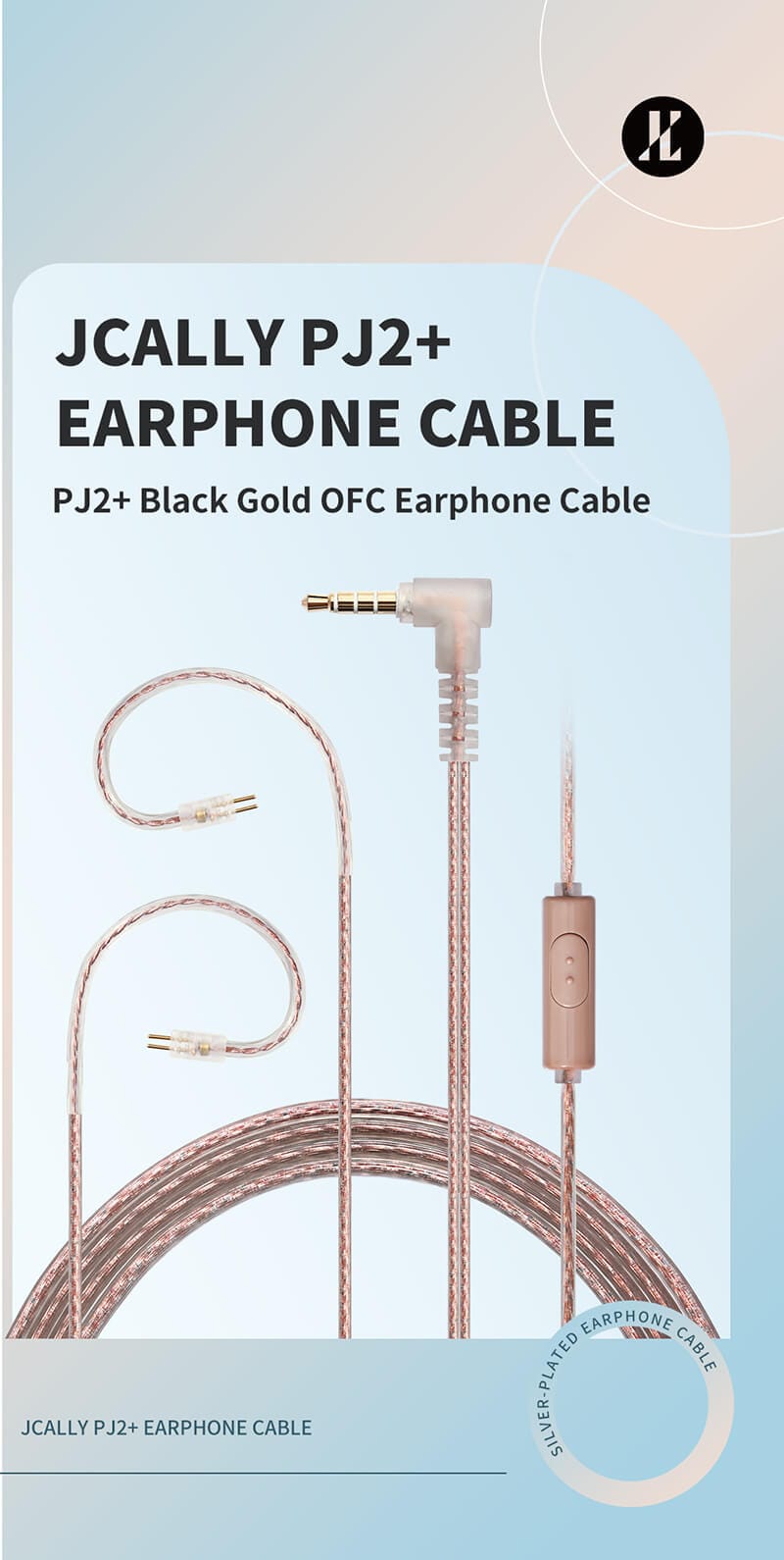 Jcally PJ2+ PJ2 5N OFC Earphone Upgraded Cable With Mic 0.78 Pin (2)