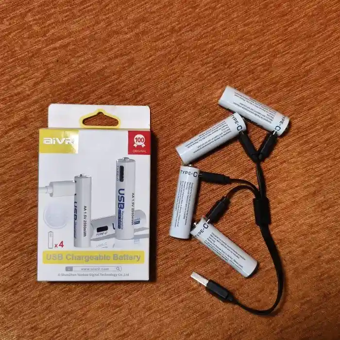 AiVR USB Rechargeable Batteries Type-C Battery AAA AA (4 pcs)
