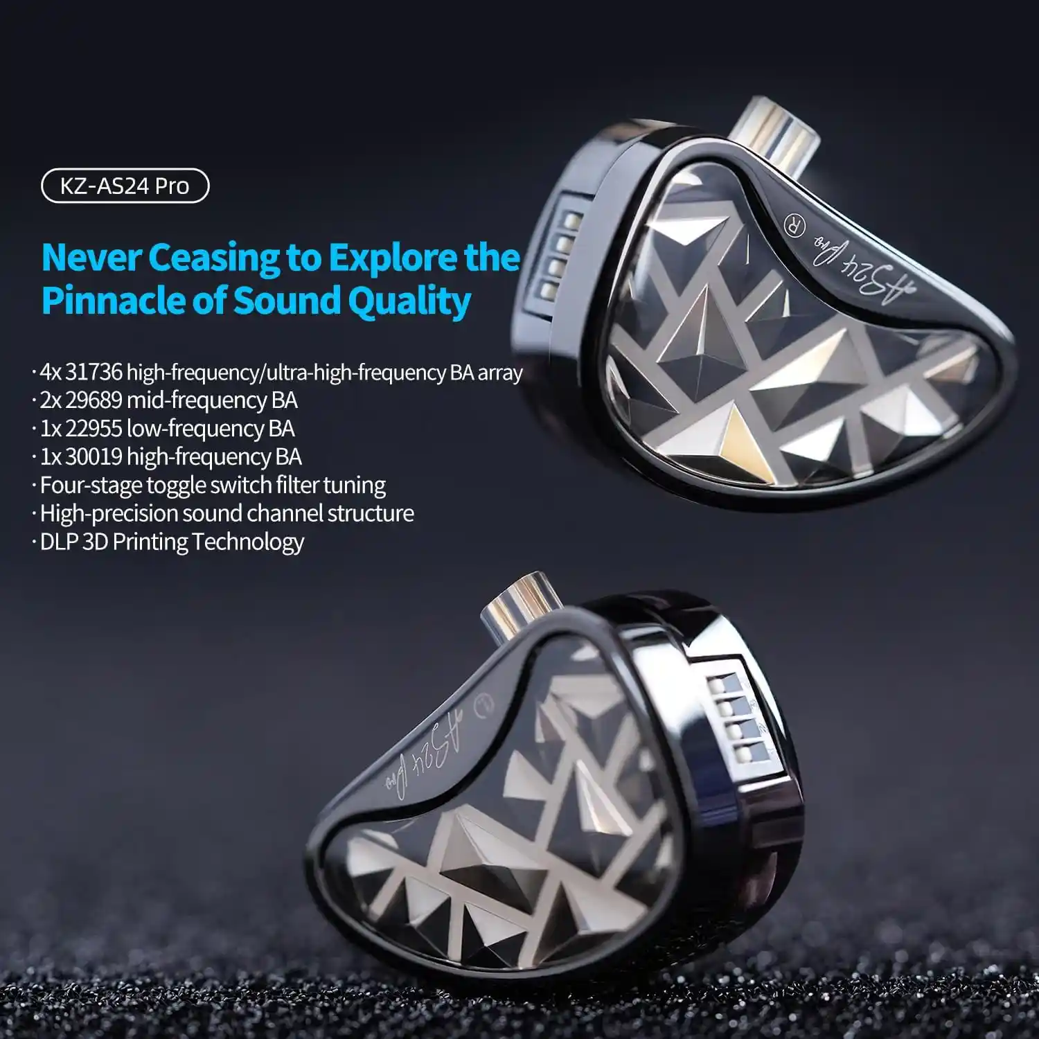 KZ AS24 Pro 24-Unit Balanced Armature Upgraded Earphones