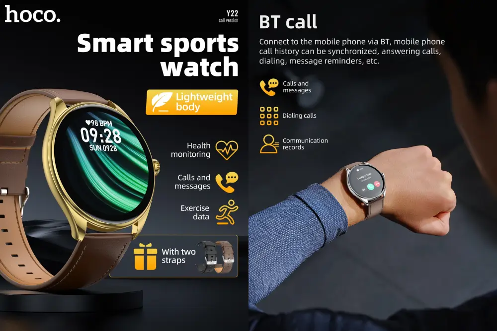 HOCO Y22 AMOLED Bluetooth Sports Smart Watch