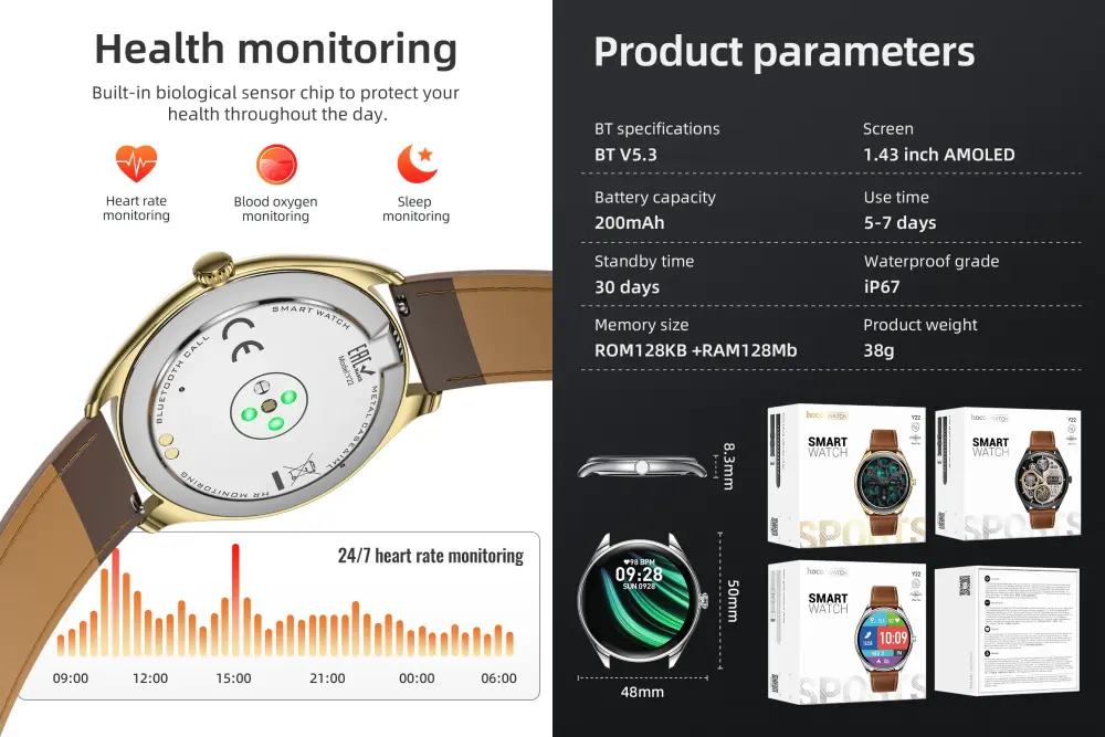 HOCO Y22 AMOLED Bluetooth Sports Smart Watch