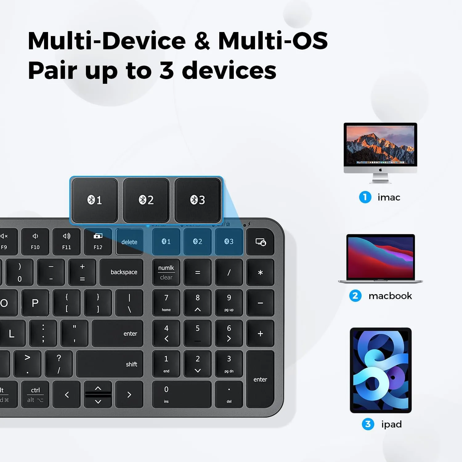 iClever BK20 Compact Size Multi-Device Bluetooth Keyboard