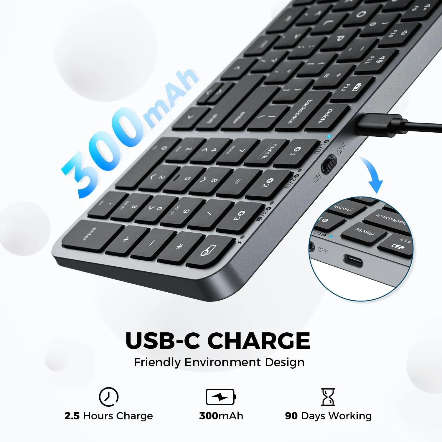 iClever BK20 Compact Size Multi-Device Bluetooth Keyboard