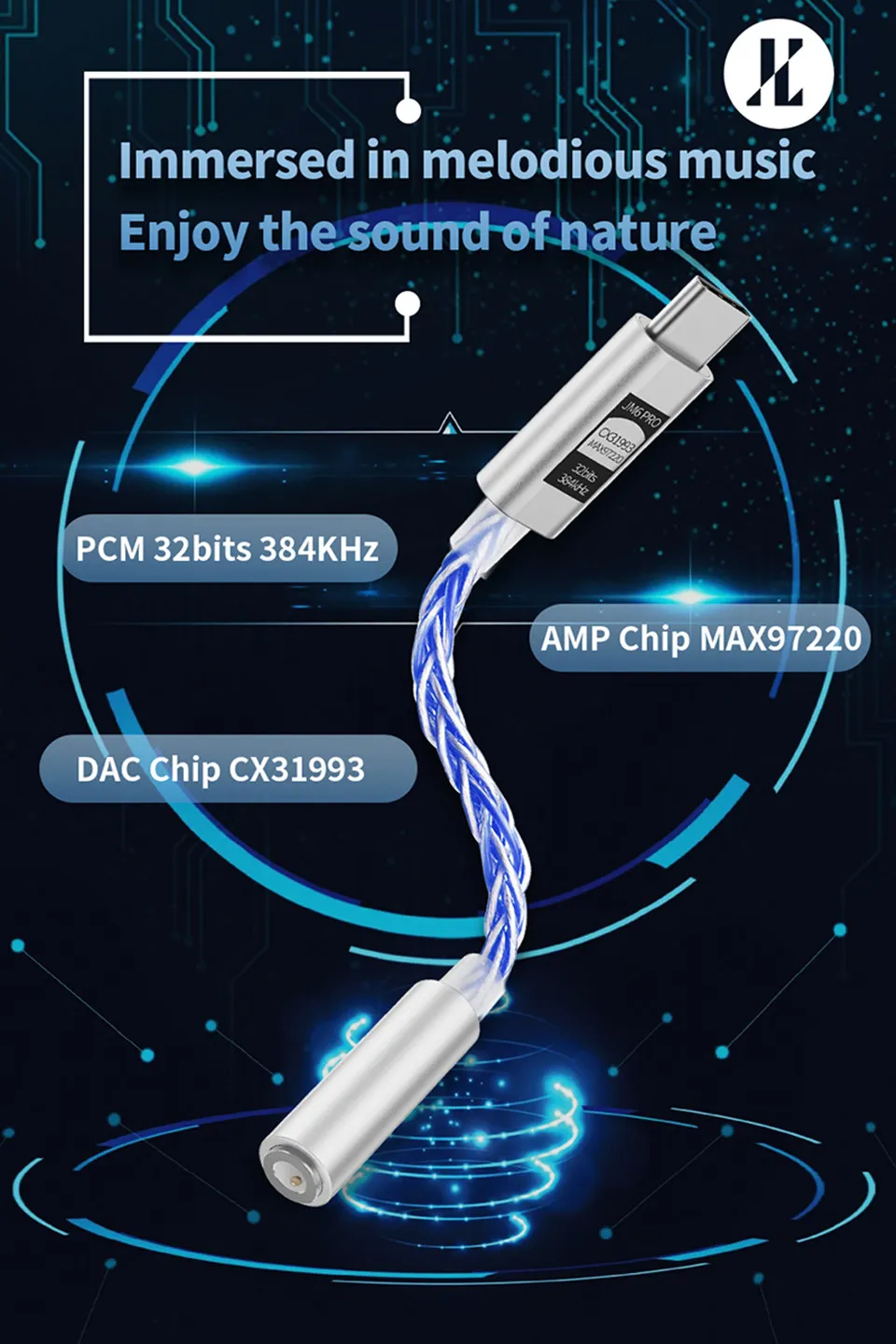 JCALLY JM6 Pro CX31993 Digital Audio Portable DAC Dongle