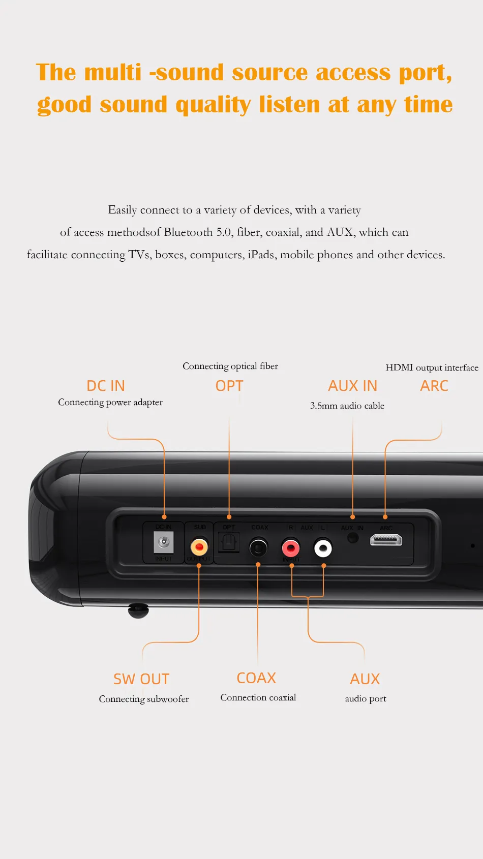 Awei Y520 Home Theater Bluetooth Soundbar Speaker
