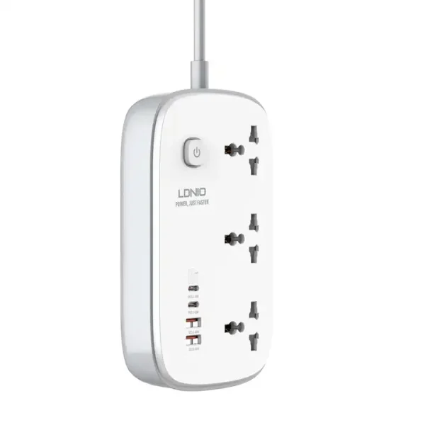 Ldnio SC3416 Power Strip 65W 3 Sockets With 4 Port Charger Ldnio SC3416 Power Strip 65W 3 Sockets With 4 Port Charger