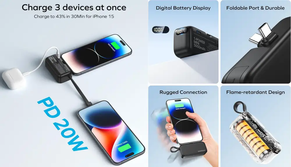MOMAX 1-Power Mini 3-in-1 5000mAh Power Bank