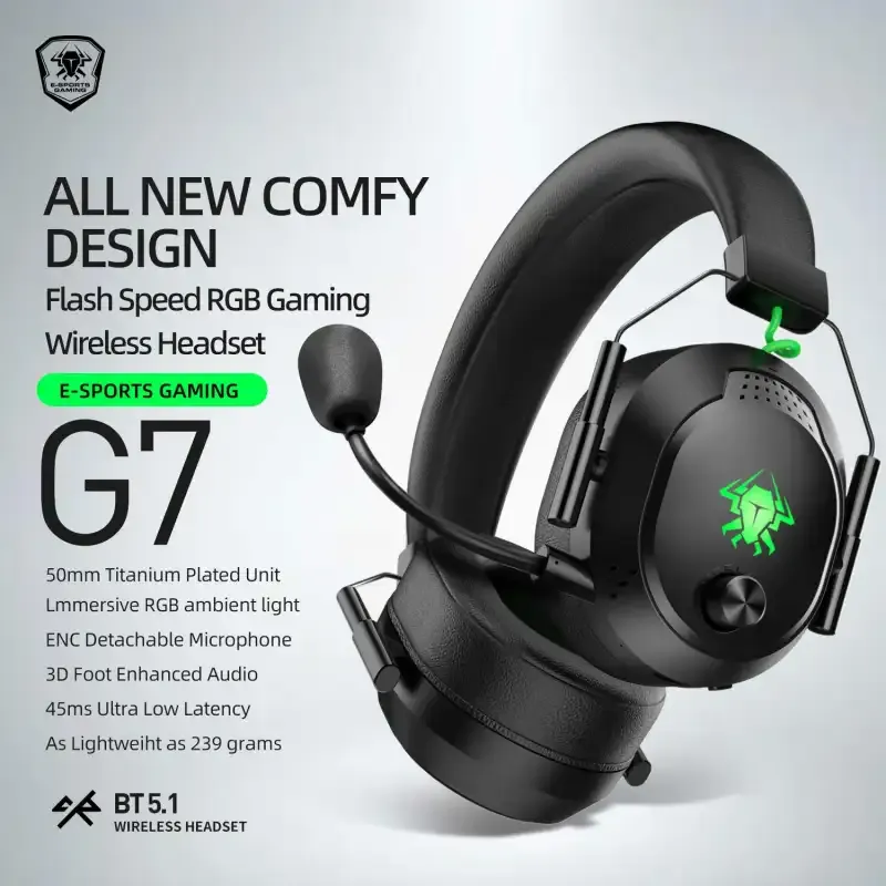 Plextone G7 Gaming Headphones RGB 50mm Drivers ENC
