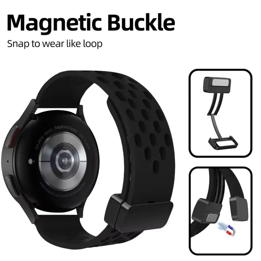 22mm Dotted Silicone Strap with Folding Magnetic D-Buckle Lock